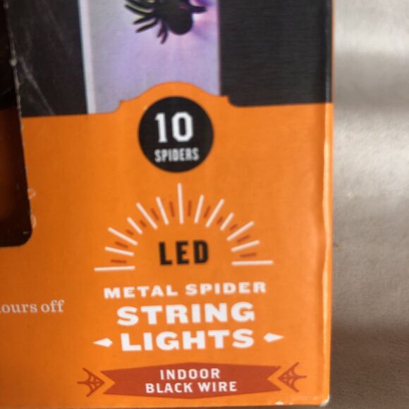 10 ct LED Black Metal Spider Halloween String Lights Purple - Hyde & EEK W/Timer - Picture 8 of 10